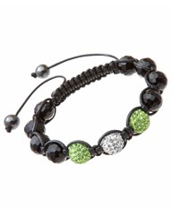 Green & White Crystal Bead Bracelet