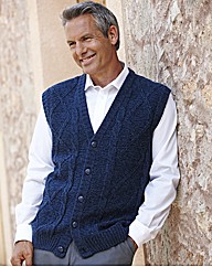 Premier Man Aran Button Waistcoat