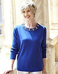 Sweater With Beads To Neckline