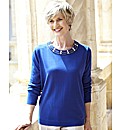 Sweater With Beads To Neckline