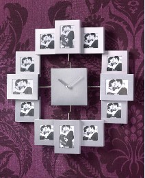 Silver 12 Window Collage Clock Frame