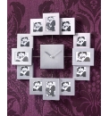 Silver 12 Window Collage Clock Frame