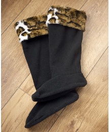 Fleecy Welly Warmers With Faux Fur Trim