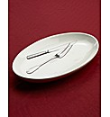 Serving Dish with Carving Knife and Fork