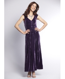 Silk Velvet V Neck Maxi Dress