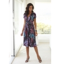 Joanna Hope Ruched Sleeve Print Dress