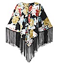 Joanna Hope Fringe Detail Print Kimono