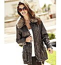 Joanna Hope Faux Fur Trim Quilted Jacket