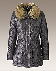 Joanna Hope Faux Fur Trim Quilted Jacket