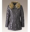 Joanna Hope Faux Fur Trim Quilted Jacket