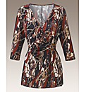 Joanna Hope Chain Print Mock Wrap Top