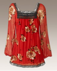 Joanna Hope Petite Lace Trim Print Tunic