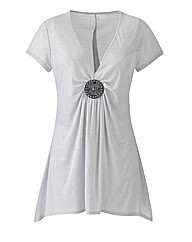 Joanna Hope Brooch Trim Metallic Tunic