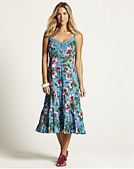 Floral Print Tiered Midi Dress 43inch