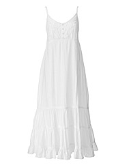 Crochet Trim Tiered Maxi Dress
