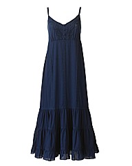 Crochet Trim Tiered Maxi Dress