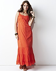 Crochet Trim Tiered Maxi Dress