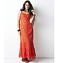 Crochet Trim Tiered Maxi Dress