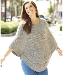 Curved Hem Knitted Poncho