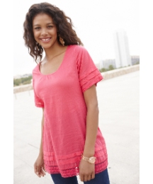 Crinkle Crochet Trim Blouse