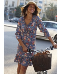Flower Print Frill Hem Dress