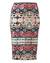 Aztec Print Tube Midi Skirt Length 27in