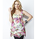 Sleeveless Floral Print Chiffon Blouse