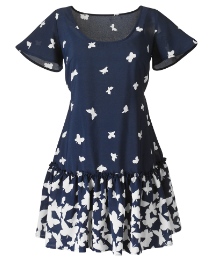 Butterfly Print Frill Hem Tunic