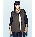 Military Jacket with PU Sleeves