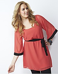 Contrast Kimono Sleeve Tunic