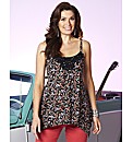 Print Asymmetric Lace Trim Camisole