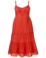 Crochet Trim Tiered Dress