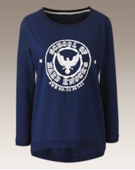 Printed Jersey Dropped Hem Sweat Top