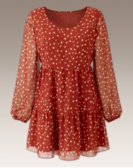 Heart Print Frill Hem Tunic