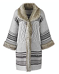 Fur Trim Cardigan Coat