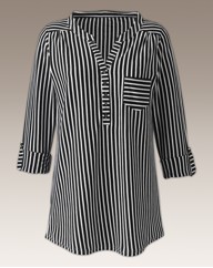 Striped Monochrome Shirt Style Top