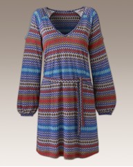 Split Sleeve Belted Print Tunic