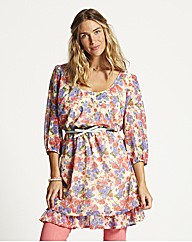 Floral Print Frill Trim Tunic