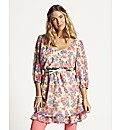 Floral Print Frill Trim Tunic