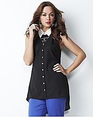 Dipped Hem Sleeveless Shirt