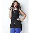 Dipped Hem Sleeveless Shirt