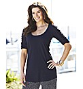 Lace Jersey Top with Ruched Sleeves