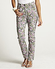 Slim Leg Floral Print Jeans 30in