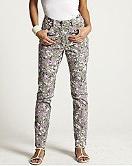 Slim Leg Floral Print Jeans 30in