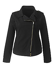 Stretch Cotton Twill Biker Jacket