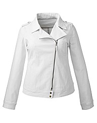 Stretch Cotton Twill Biker Jacket