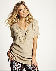 Fringe Front Knitted Jumper