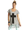 Cross Fringe Tassel Jersey Top