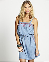 Embroidered Lightweight Denim Sun Dress