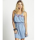 Embroidered Lightweight Denim Sun Dress